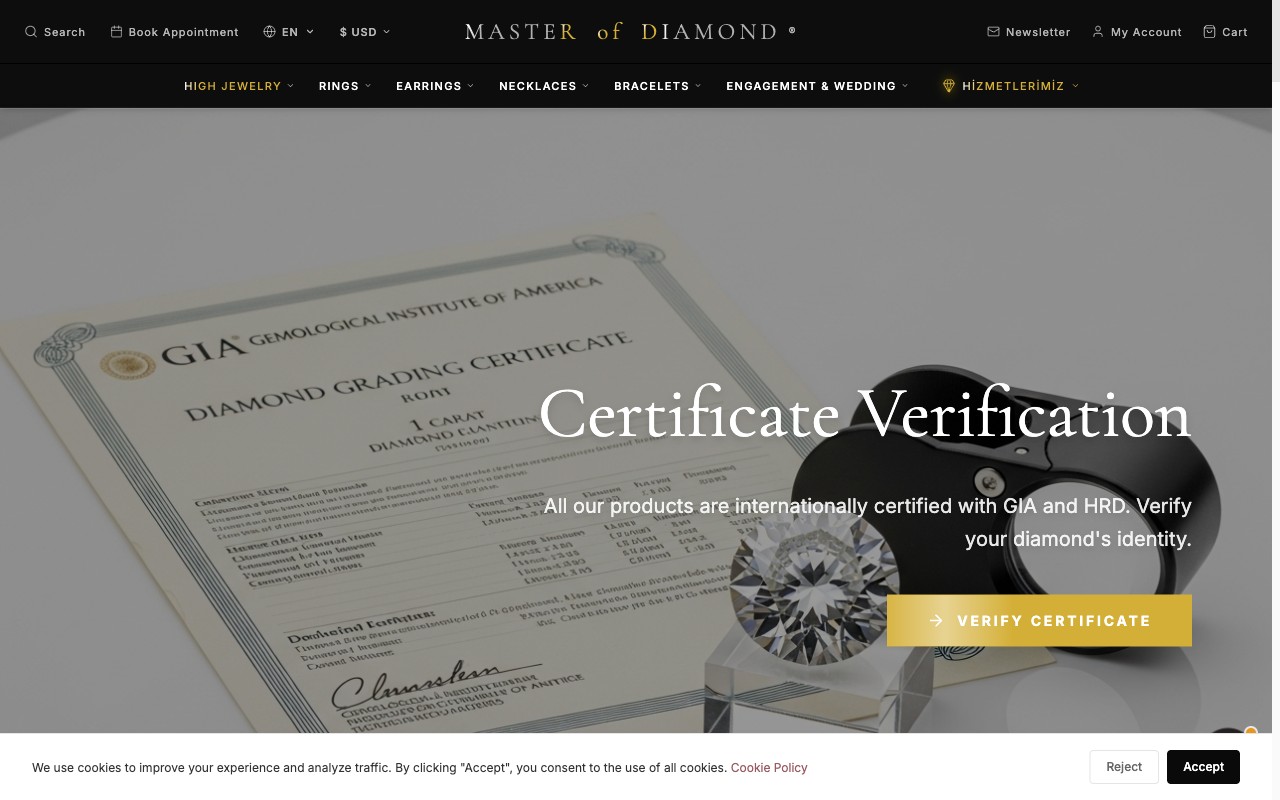 Master of Diamond website preview